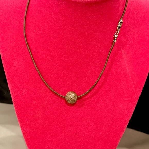 Diamond Pave Circle Pendant Necklace on Leather - Picture 6 of 6